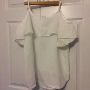 White Cut Out Shoulder Shirt